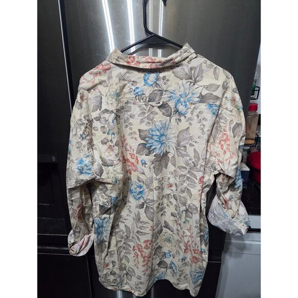 Vintage 1980's Cream Floral Button-Up - Ron Chereskin - XXL - Picture 2 of 3